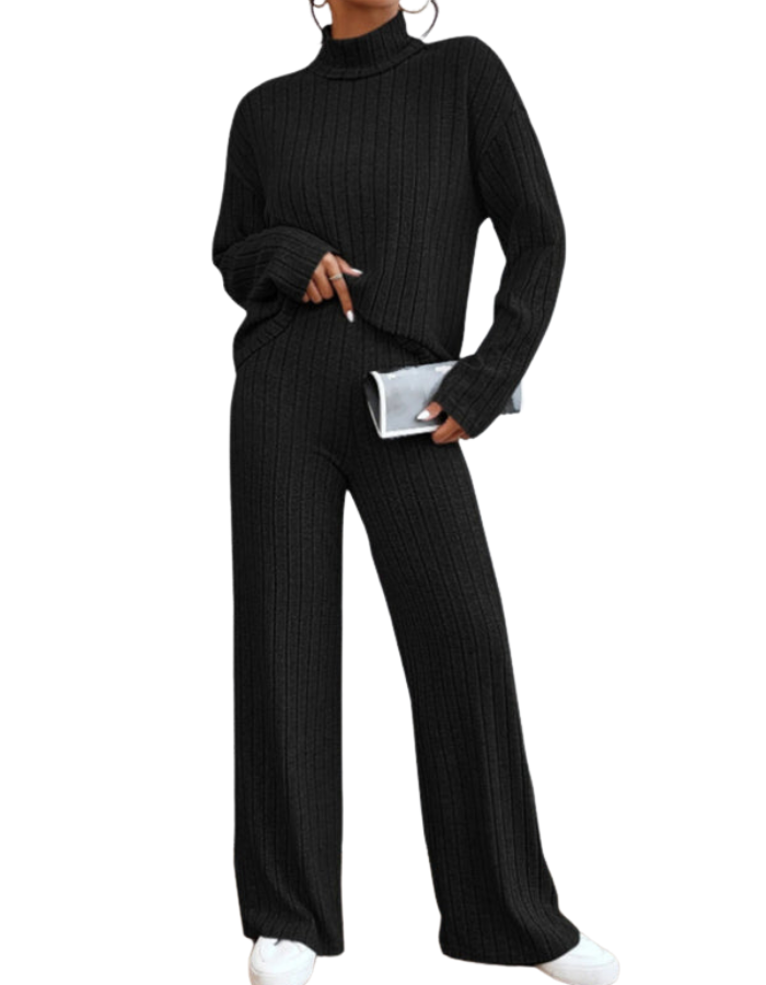 SHOPIQAT Casual High Collar Knitted Long Sleeve Women's Knitted Two-Piece Set - Premium from kakaclo - Just $11.900! Shop now at shopiqat